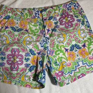 Sunset and Sweet Tea Floral Patterned Women's Shorts 12